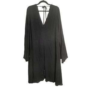 TORRID Black Gauze Long Sleeve Skater Dress Bell Sleeve Tie Back Plus Size 4X 4